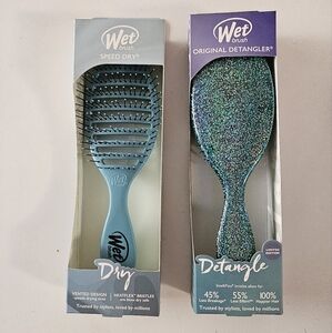 Wet Brush Detangler and Speed Dry Set - Blue and Glitter